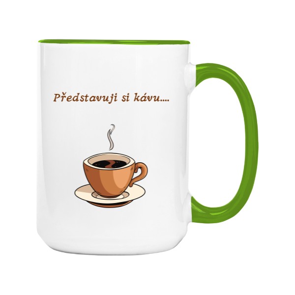 Hrnek velký barevný s potiskem Káva představa